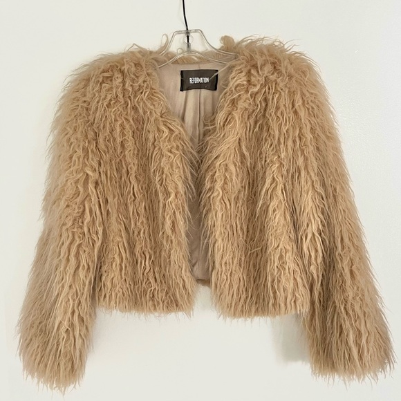 Reformation fur brinsley jacket blush XS - Picture 1 of 2